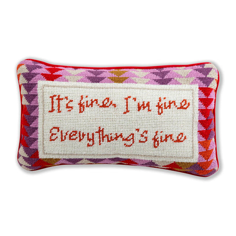 Furbish Studio - Needlepoint Pillow - "Everything's Fine"