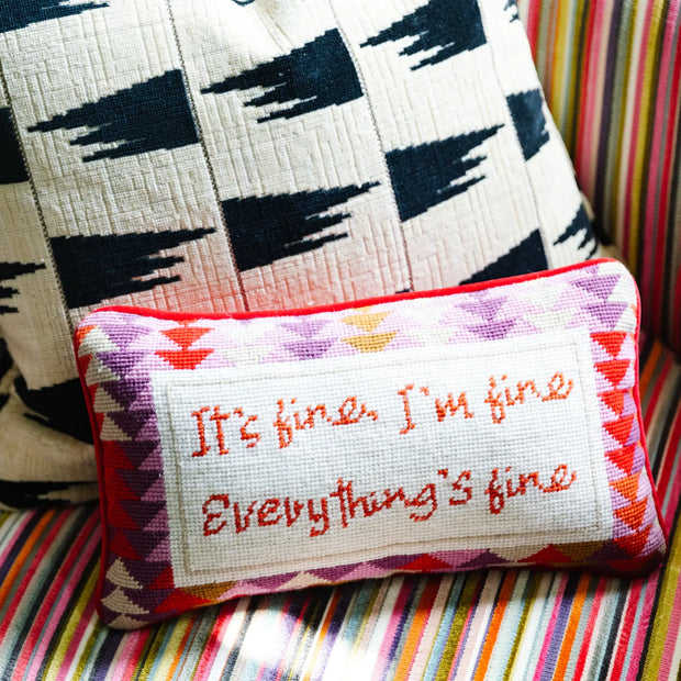 Furbish Studio - Needlepoint Pillow - "Everything's Fine"