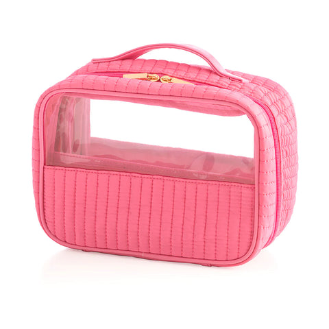 Ezra Quilted Nylon Set of Two Cosmetic Bags - Pink