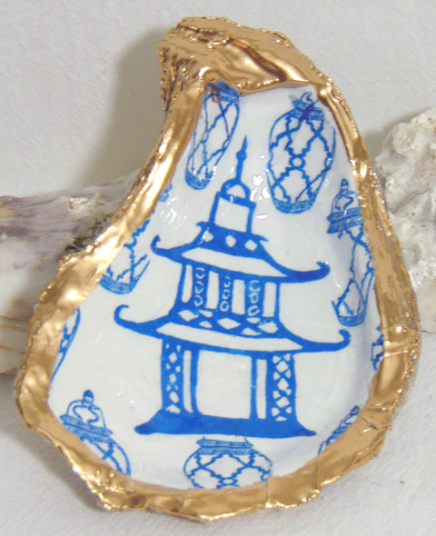 Designer Oyster Shell - Blue Pagoda