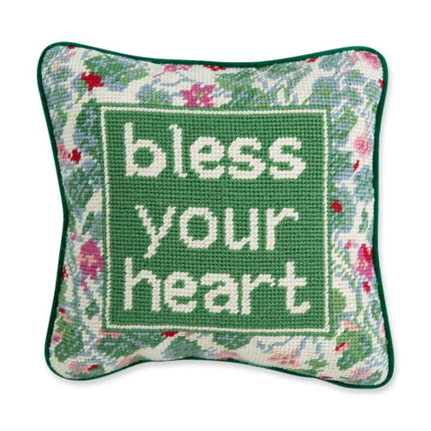 Furbish Studio - Needlepoint Pillow - "Bless Your Heart"