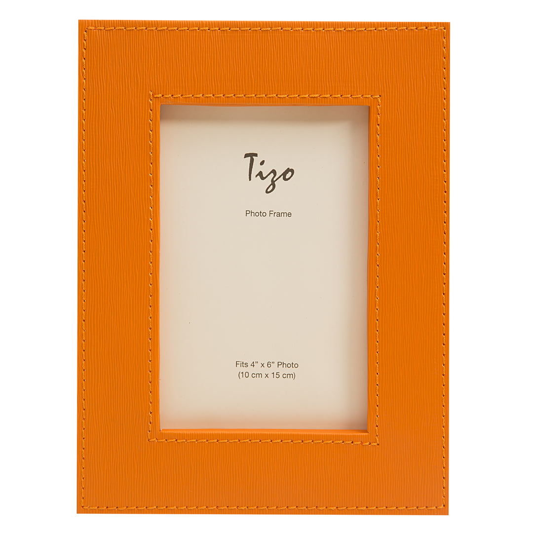 Faux Leather Orange Picture Frame