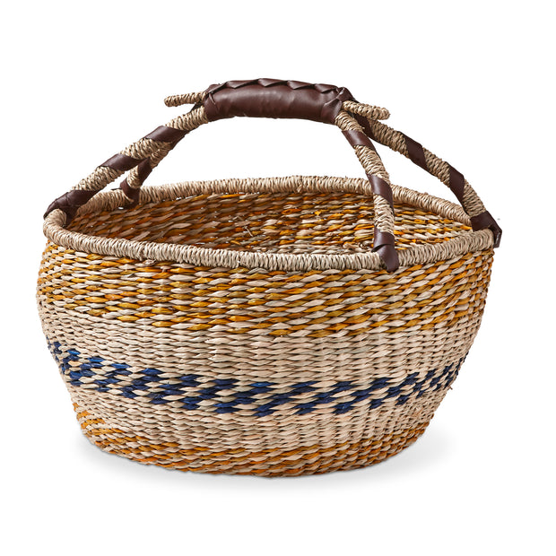 Stripe Handle Seagrass Basket