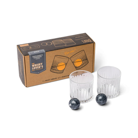 Gentlemen's Hardware -  Whiskey Tumbler Glasses & Ice Stones Set