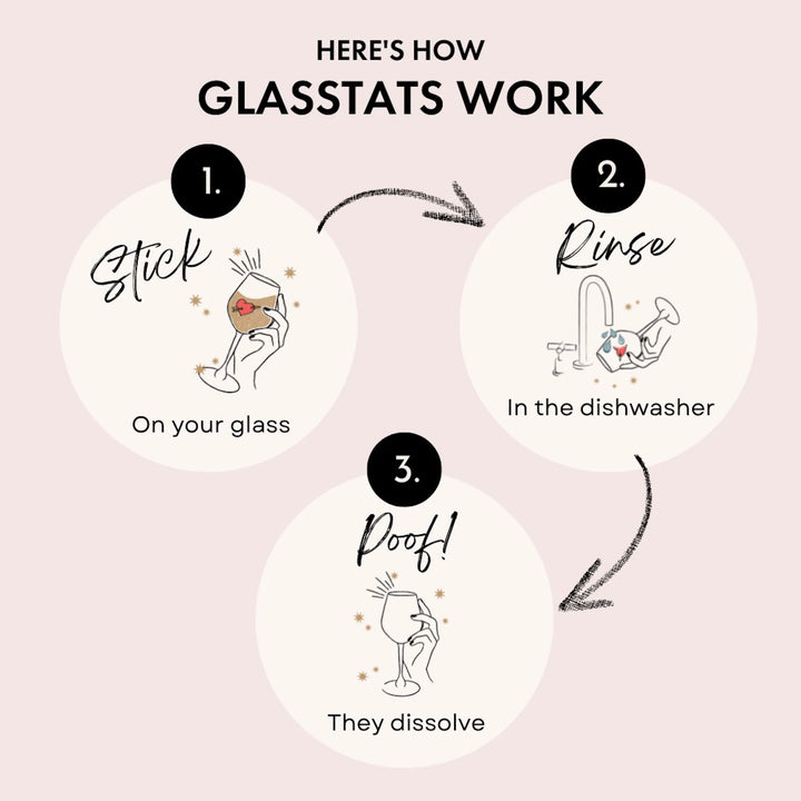 GlassTats - Drink Marker Stickers - Happy Hour