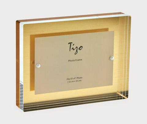 Lucite Block Gold Picture Frame