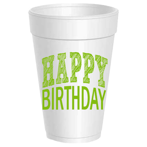 Sketched Happy Birthday Styrofoam Cups