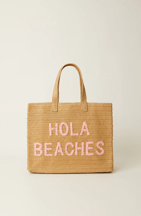 Hola Beaches Woven Tote - Sand Coral