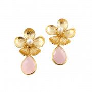 Floral Drop Gemstone Earrings