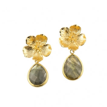 Floral Drop Gemstone Earrings