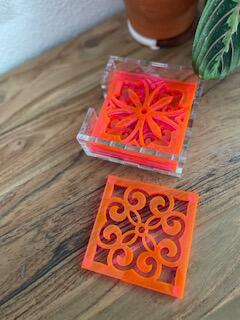 Posie + Petunia - Neon Mexican Tile Coaster Set