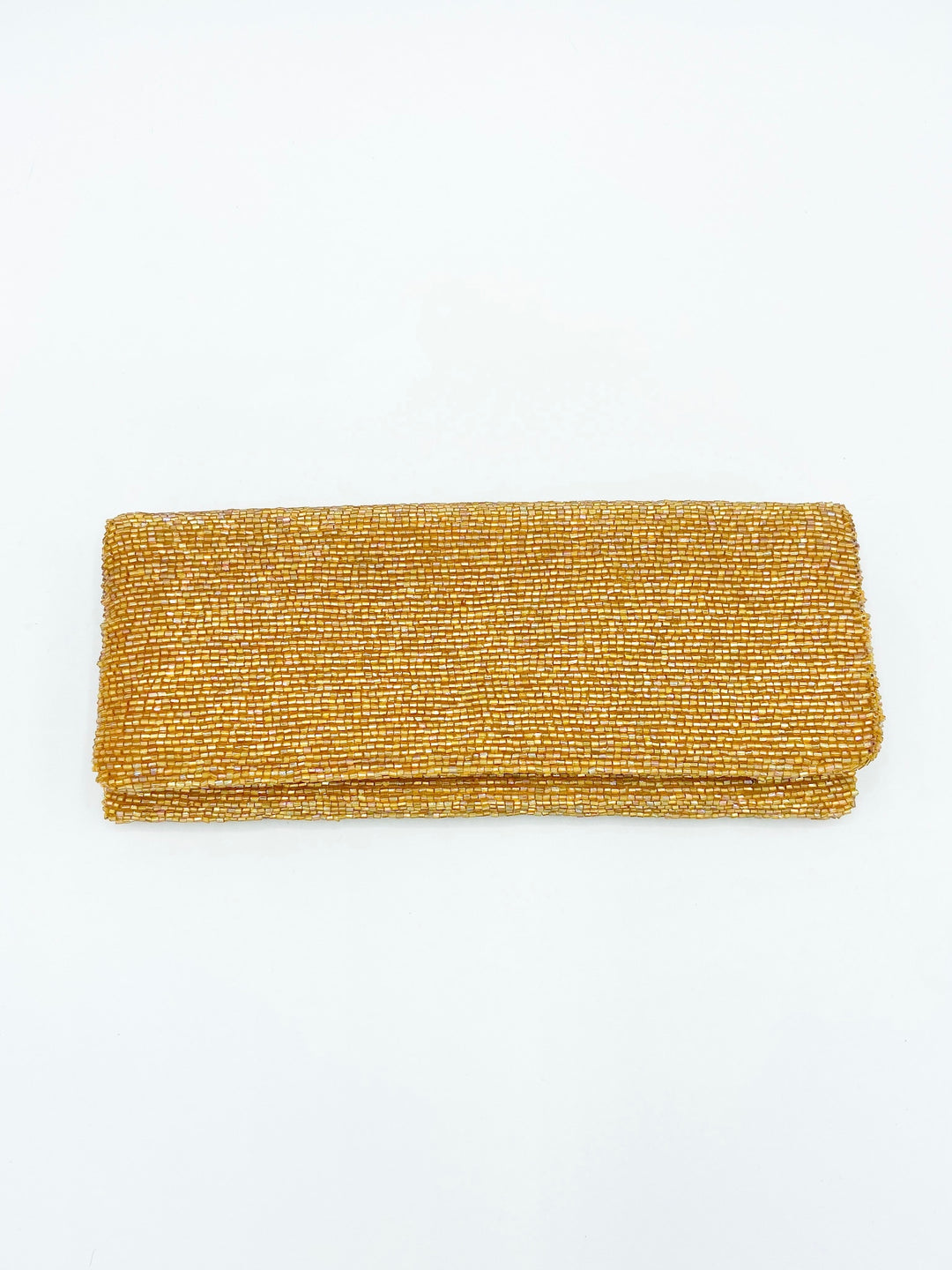 Fold Over Beaded Clutch- Gold