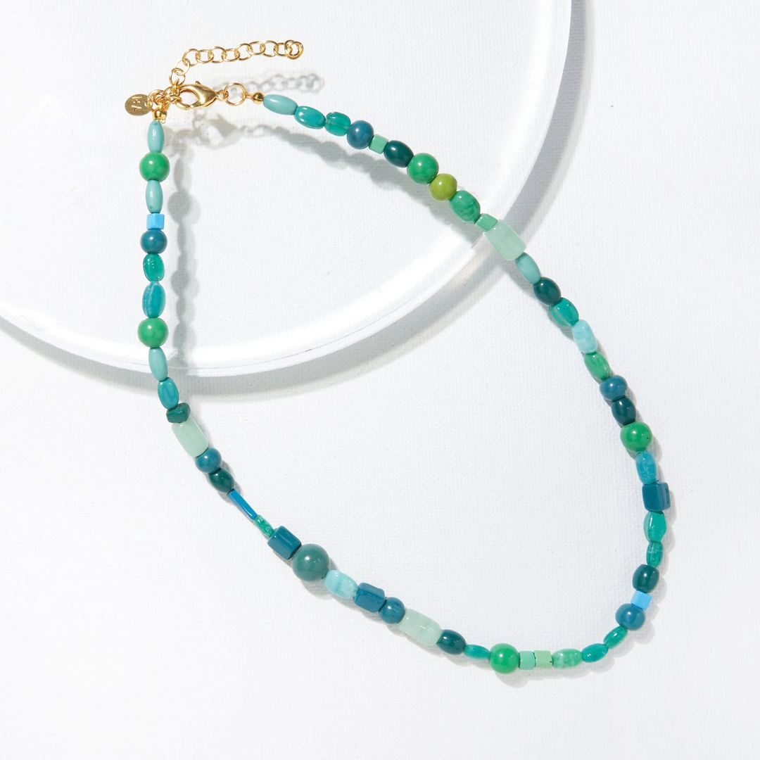 Mix Glass Green Beaded Necklace