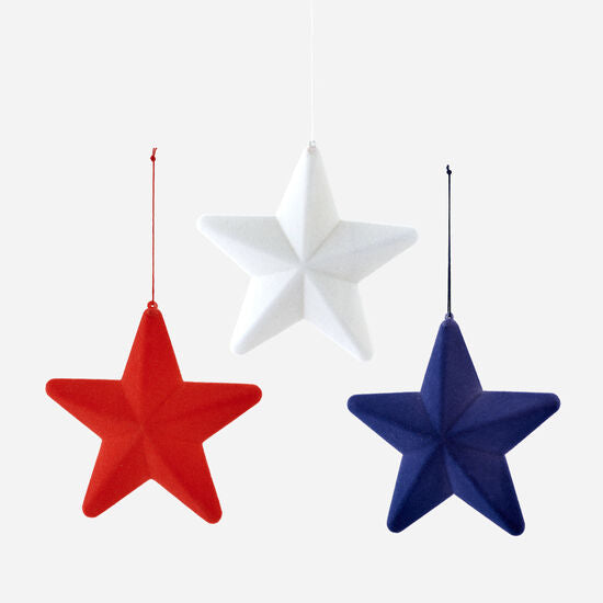 Flocked Hanging Star - Medium - Assorted Colors