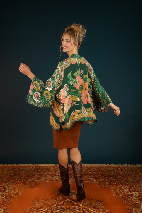 Folk Art Floral Silk Jacket
