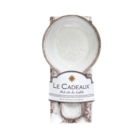 Le Cadeaux Spoon Rest with Cotton Towel - Rustica White