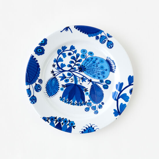 Blue and White Floral Melamine Plate