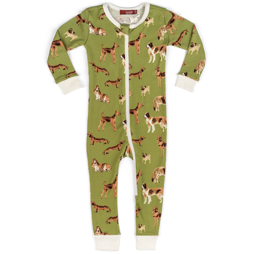Milkbarn Green Dogs Zipper Pajama
