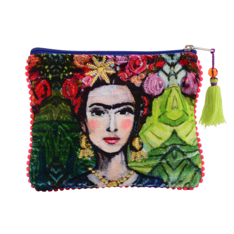 Celebrate Frida Kahlo Green Small Zip Pouch