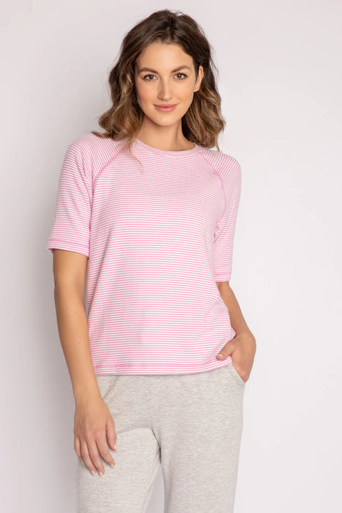 P.J. Salvage - Mini Stripe Short-Sleeve Tee - Rose Pink