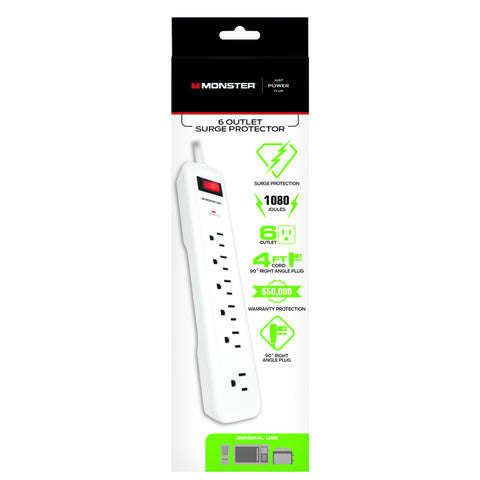 Monster - Just Power It Up 6 Outlet Surge Protector