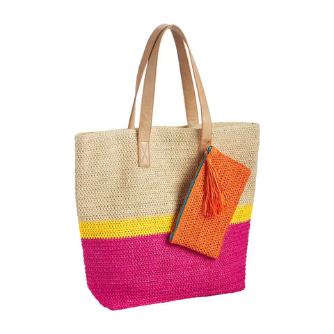 Pink Tote Bag and Pouch Set