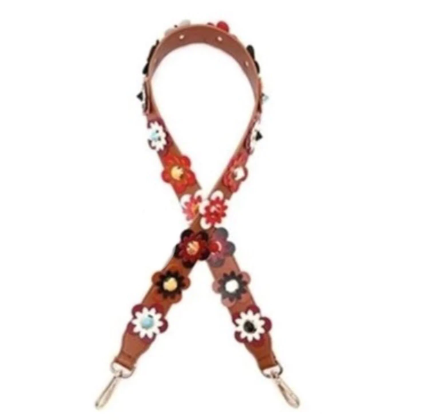 Saddle Strap with Multicolored Flowers