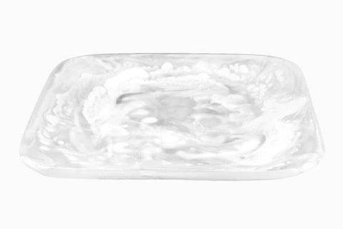 Large Square Tray – White Swirl