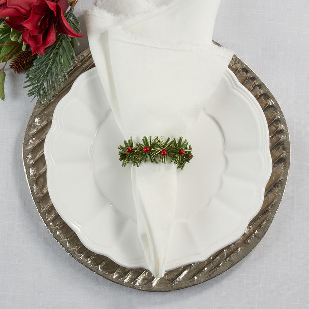 Red and Green Beaded Flower Napkin Ring