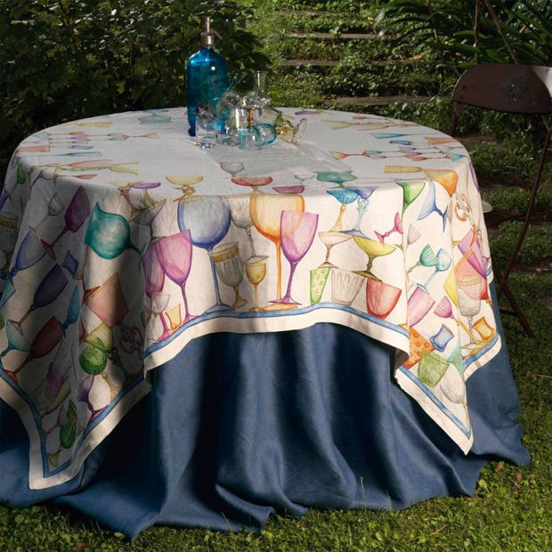 Tessitura Toscana Telerie - Crystal Tablecloth - Blue/Cream