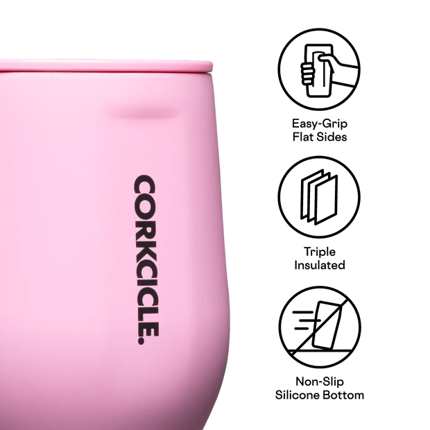 Corkcicle - Neon Lights Stemless Wine Glass - Sun Soaked Pink