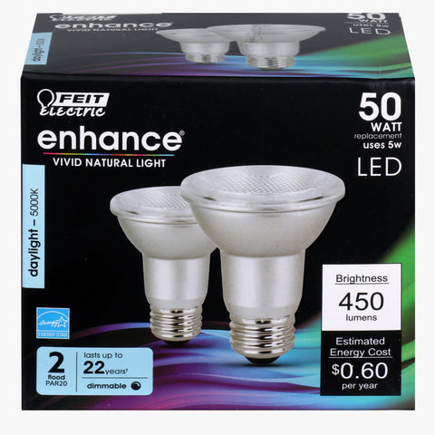 FEIT Electric Enhance PAR20 E26 (Medium) LED Bulb Daylight 50 Watt Equivalence 2 pk