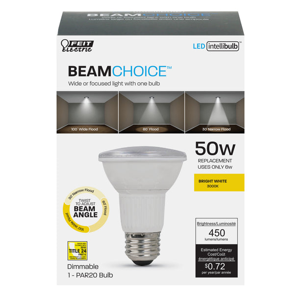 FEIT Electric Intellibulb BeamChoice PAR20 E26 (Medium) LED Bulb Bright White 50 Watt Equivalence