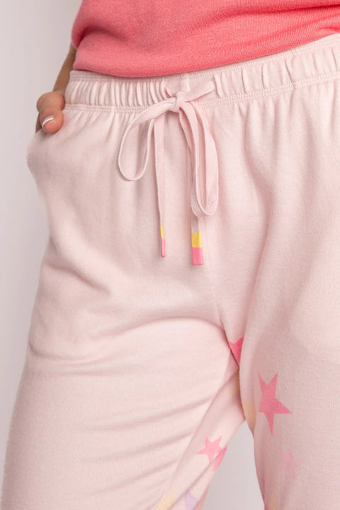 P.J. Salvage - Peachy Party Banded Pant - Pale Blush Stars