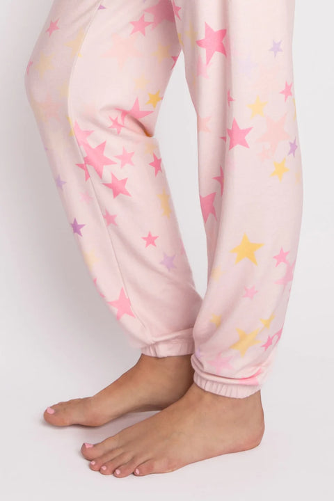 P.J. Salvage - Peachy Party Banded Pant - Pale Blush Stars