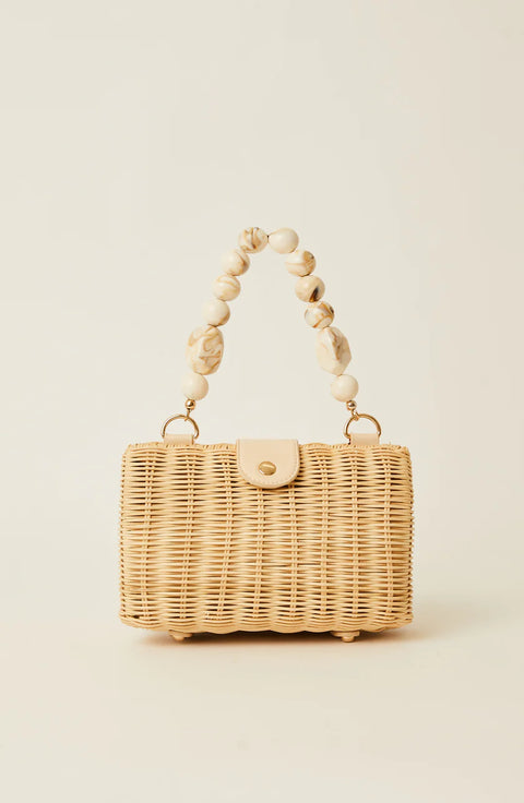 Page Clutch Bag with Marble Handle - Natural