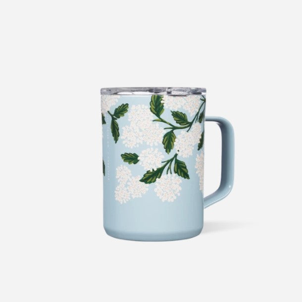 Corkcicle -  Rifle Paper Co. Coffee Mug – Blue Hydrangea