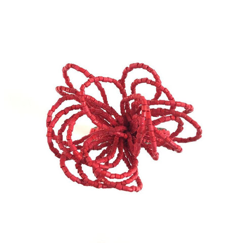 Red Bow Beaded Napkin Ring