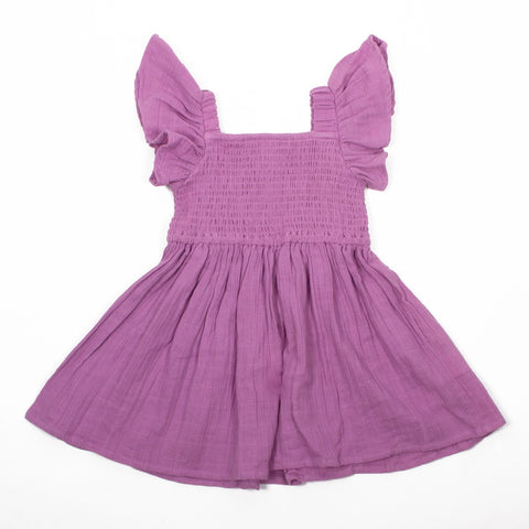 Girl's Smocked Cover Up Dress - Purple