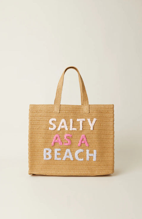 Salty As A Beach Woven Tote - Sand Pink