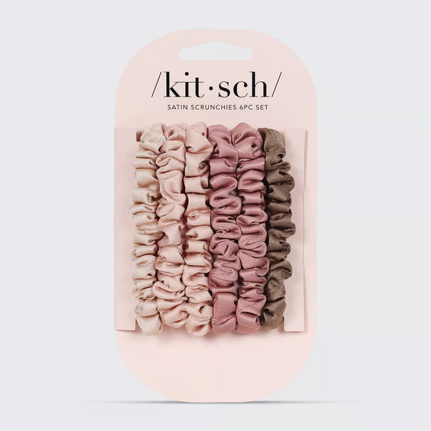 Kitsch - Ultra-Petite Satin Scrunchies - Terracotta