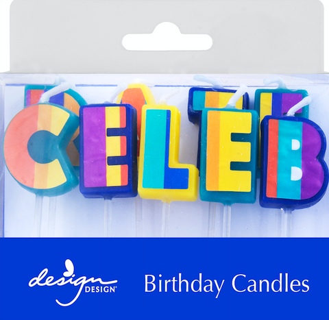 Celebrate Stripes Birthday Candle Set