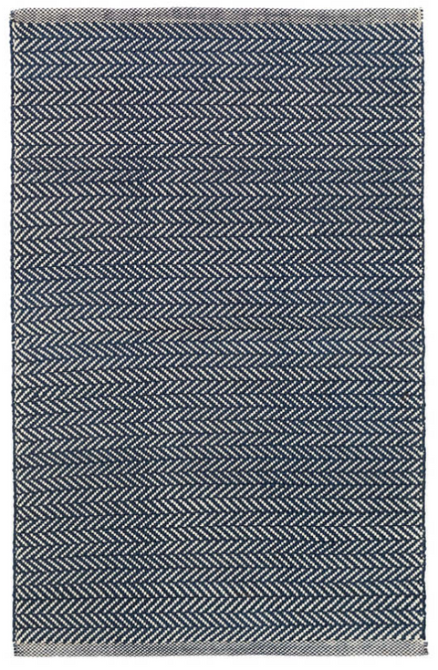 Dash & Albert Herringbone Indigo Woven Cotton Rug - 2x3