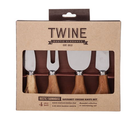 Twine Rustic Farmhouse Natural Stainless Steel/Wood Cheese Knives