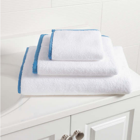 Signature White hand towel with French Blue Band