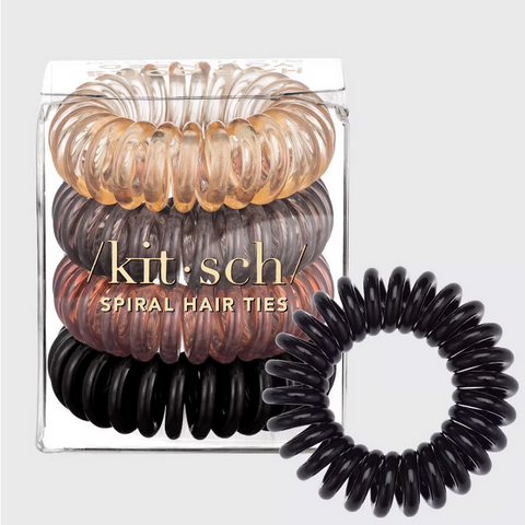 Kitsch - Spiral Hair Ties 4 Pack - Brunette