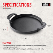 Weber - Gourmet BBQ System Cast Iron/Porcelain Grill Top Griddle