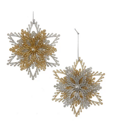 Gold and Silver Snowflake Burst Acrylic Ornament