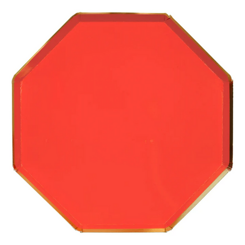 Meri Meri - Red Octagon Shaped Dinner Plates