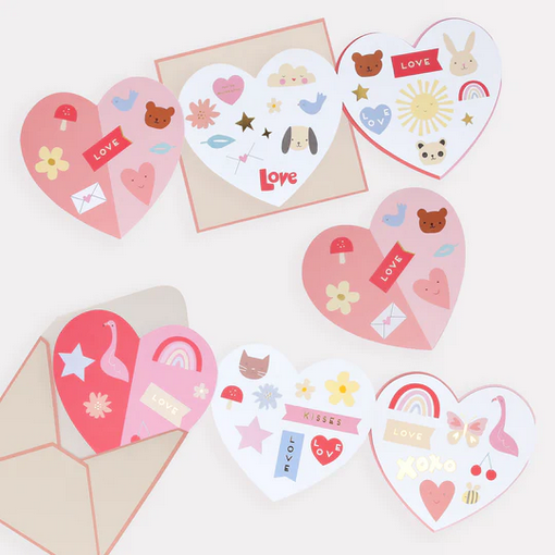 Meri Meri - Heart Concertina Valentine Cards & Stickers